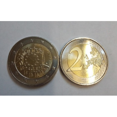 Монета 2 евро 2015 г. Кипр. "30 лет флагу Евросоюза"